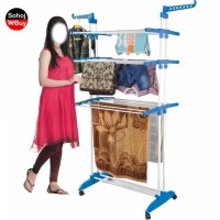 3 Layer Adjustable Cloth Drying Rack with Wheels